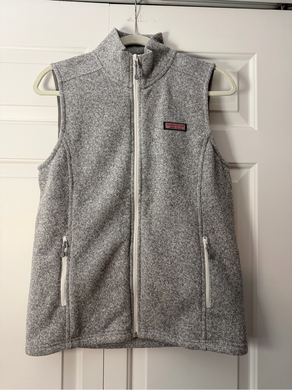Vineyard Vines Light Gray Heathered Full-Zip Fleece Vest
